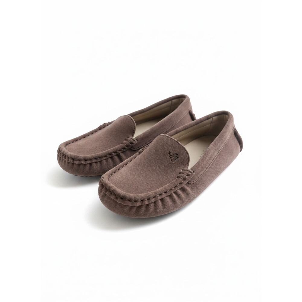 Janie & Jack 8 little boy’s kids suede leather preppy slip-on driving shoes - Picture 3 of 4